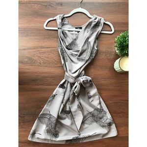 AQUA by Bloomingdales Grey Feather Dress XS